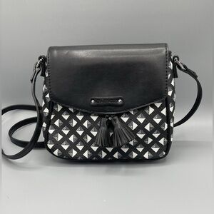 Vera Bradley Tassel Crossbody Purse Black White Studs
